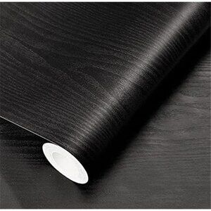 Black Wood Peel & Stick Wallpaper 17.71" x400" Self Adhesive